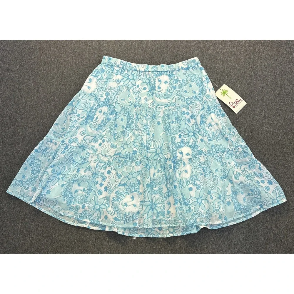 Lilly Pulitzer Tiered Knee Length Shopper Skirt Lion Cotton Size 8 New *Flaws - Picture 2 of 16